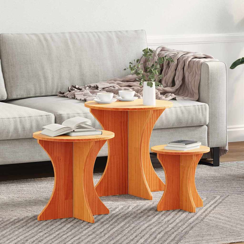 Tavolino da salotto 3 pcs Marrone cerato