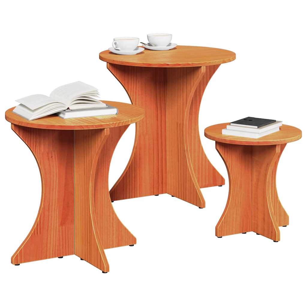 Tavolino da salotto 3 pcs Marrone cerato