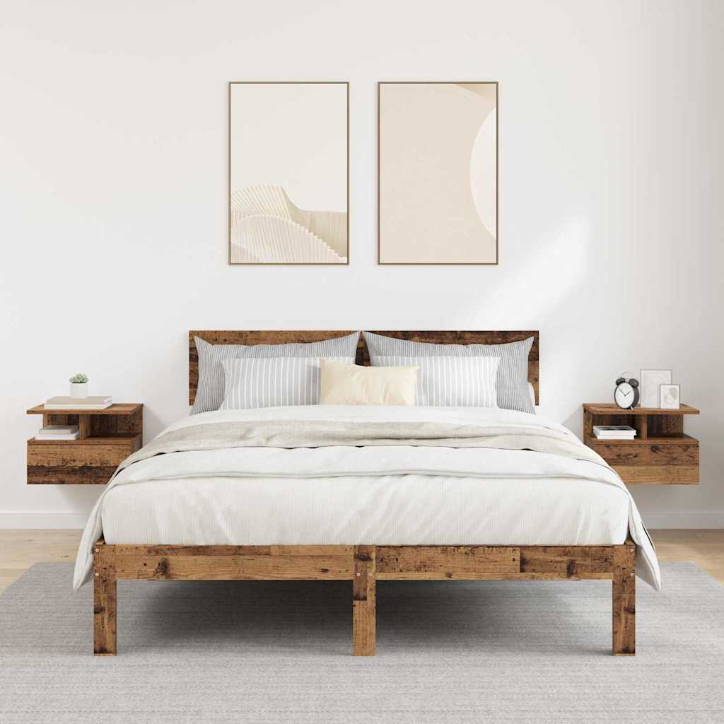 Comodino flottante 2 pcs Legno vecchio 40 x 31 x 28 cm