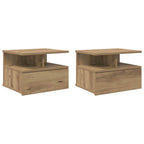Comodino flottante 2 pcs Rovere artigianale 40 x 31 x 28 cm