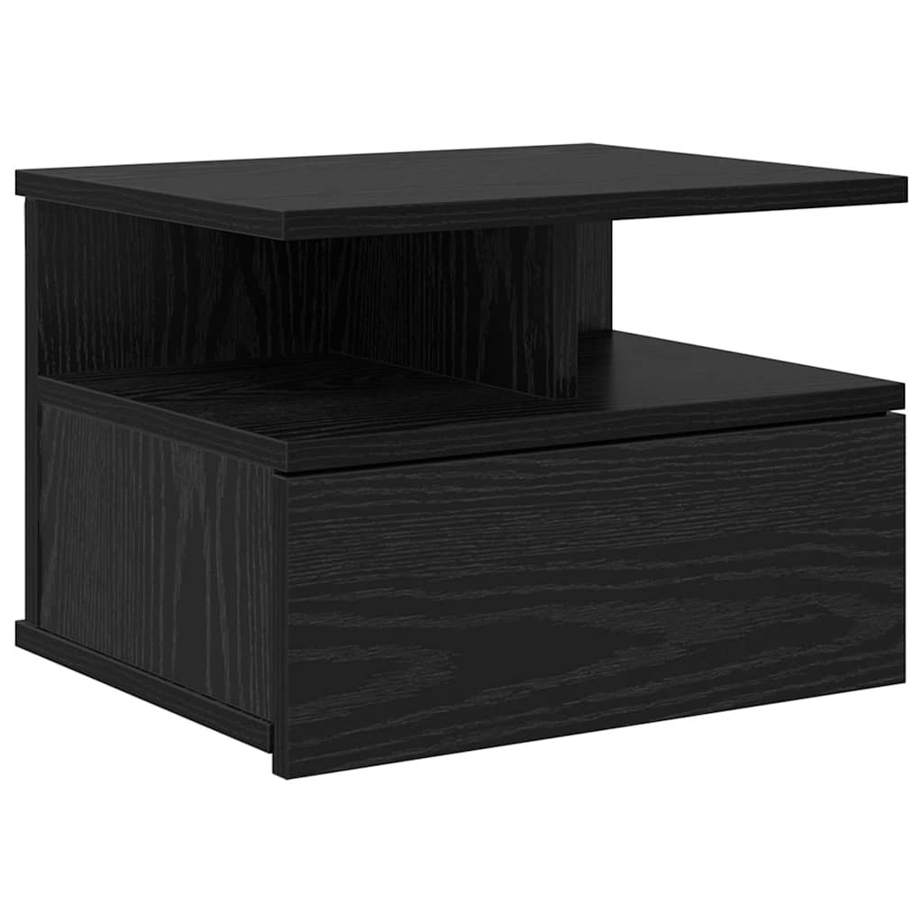 Comodino flottante con cassetto Rovere Nero 40 x 31 x 28 cm