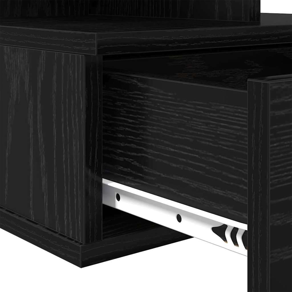 Comodino flottante 2 pcs Rovere Nero 40 x 31 x 28 cm