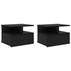 Comodino flottante 2 pcs Rovere Nero 40 x 31 x 28 cm
