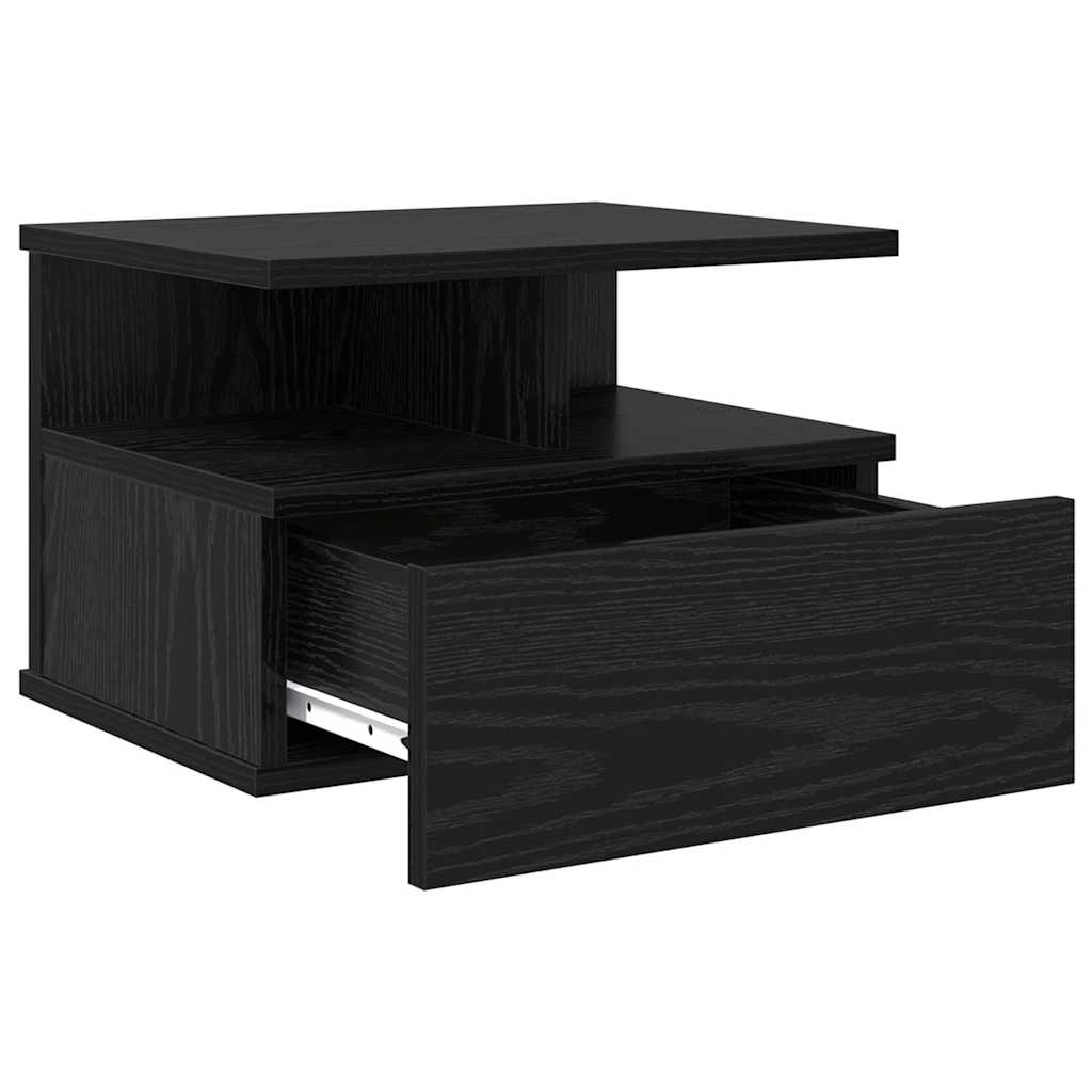 Comodino flottante 2 pcs Rovere Nero 40 x 31 x 28 cm