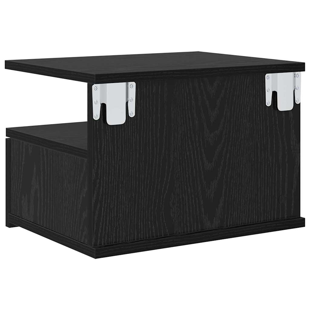 Comodino flottante 2 pcs Rovere Nero 40 x 31 x 28 cm