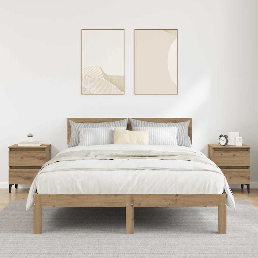 Armadio da Notte 2 pcs rovere artigianale 40 x 35 x 50 cm