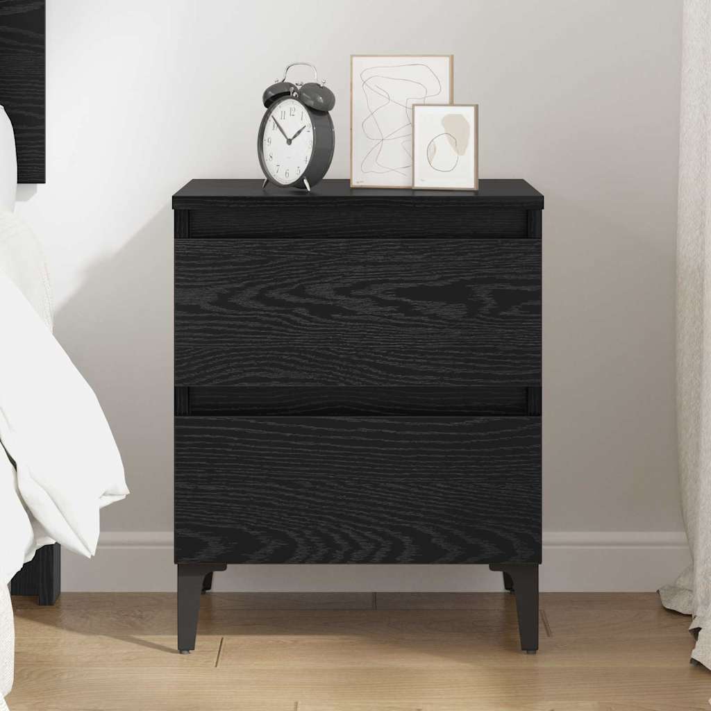 Armadio da Notte Rovere nero 40 x 35 x 50 cm Legno multistrato