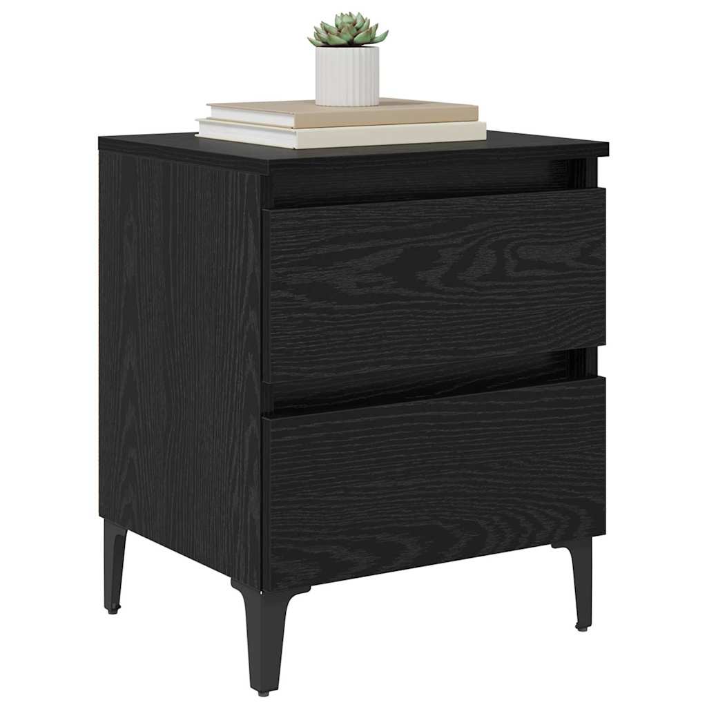 Armadio da Notte Rovere nero 40 x 35 x 50 cm Legno multistrato