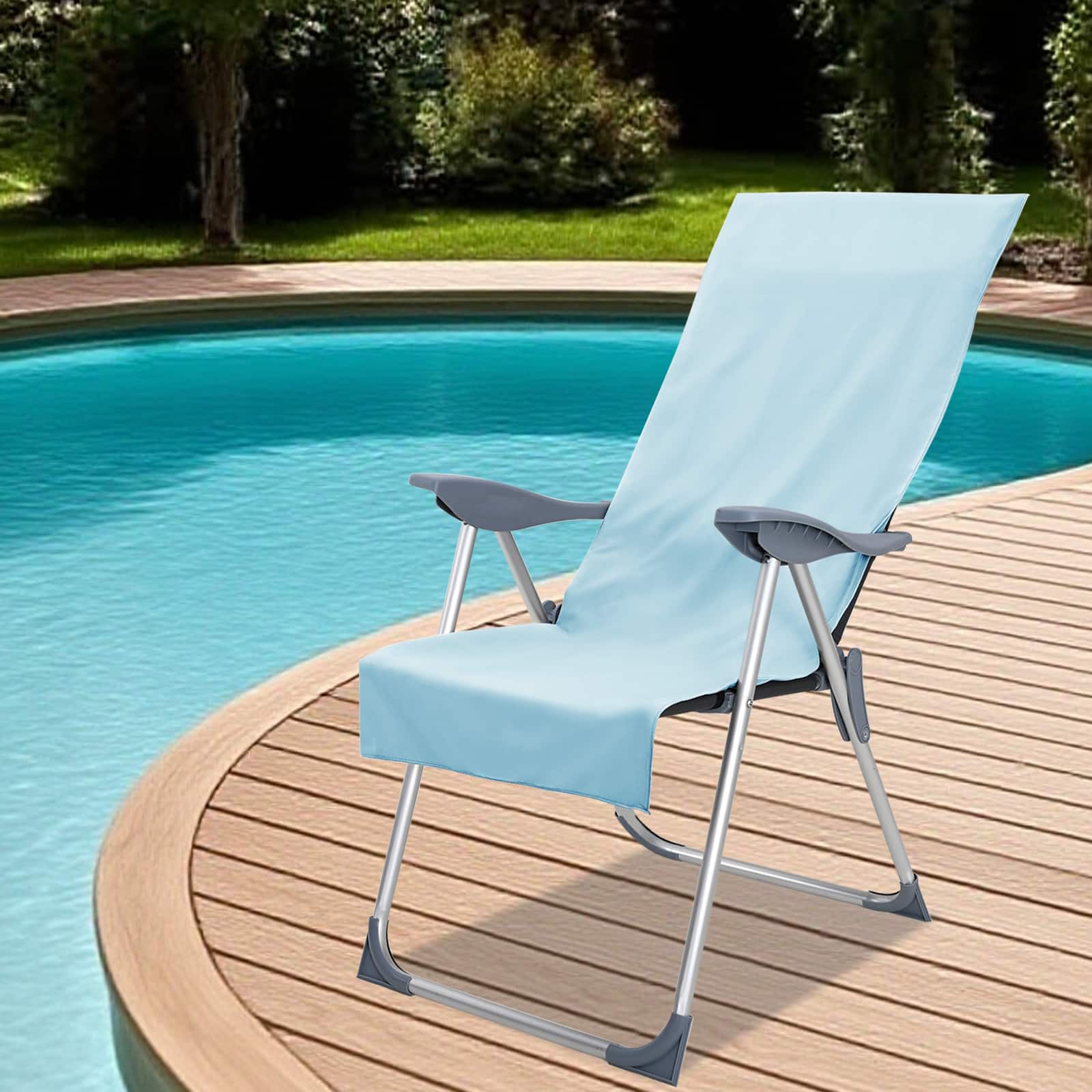 Asciugamani per Sedia Outdoor 2 pcs Blu 130 x 60 cm