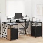 Scrivania Rovere Nero 182 x 101 x 87,5 cm Legno multistrato