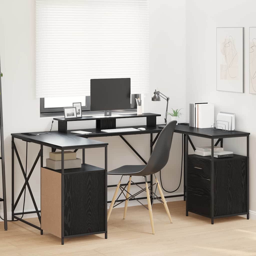 Scrivania Rovere Nero 182 x 101 x 87,5 cm Legno multistrato