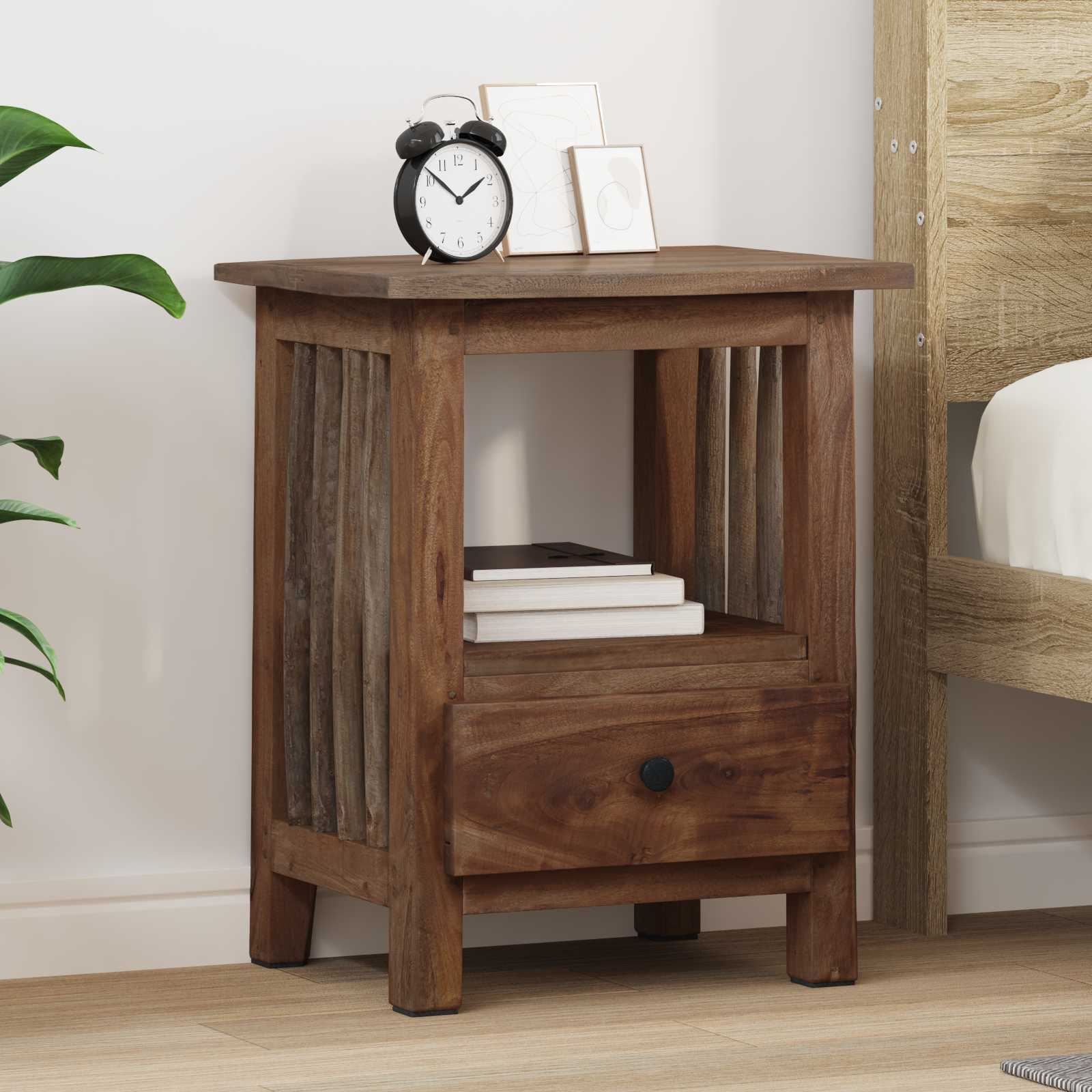 Comodino Marrone 30 x 30 x 47 cm Legno Recuperato Massello