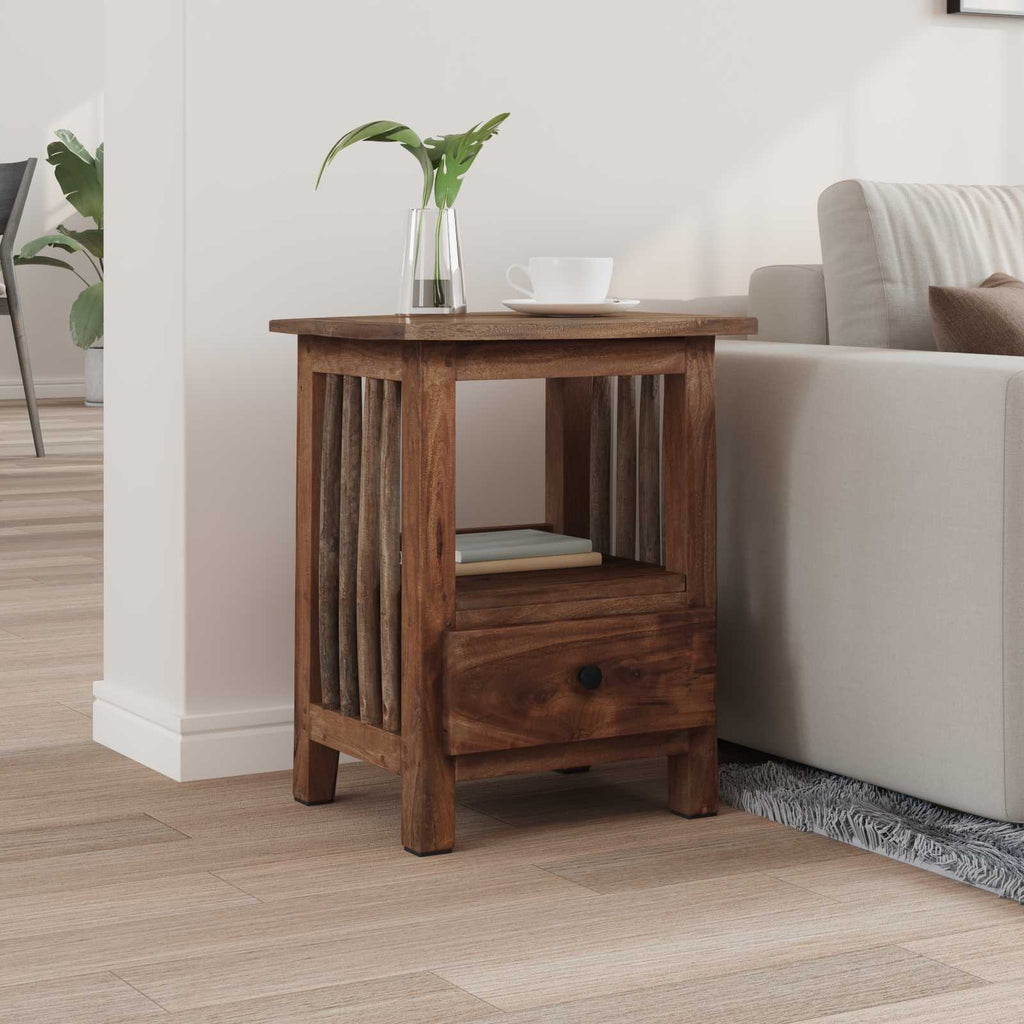 Comodino Marrone 30 x 30 x 47 cm Legno Recuperato Massello