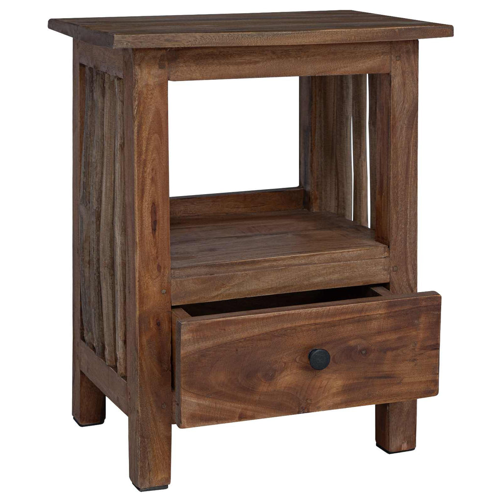 Comodino Marrone 30 x 30 x 47 cm Legno Recuperato Massello