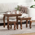 Tavolo Nesting 3 pcs Marrone Legno massello di mogano