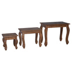 Tavolo Nesting 3 pcs Marrone Legno massello di mogano