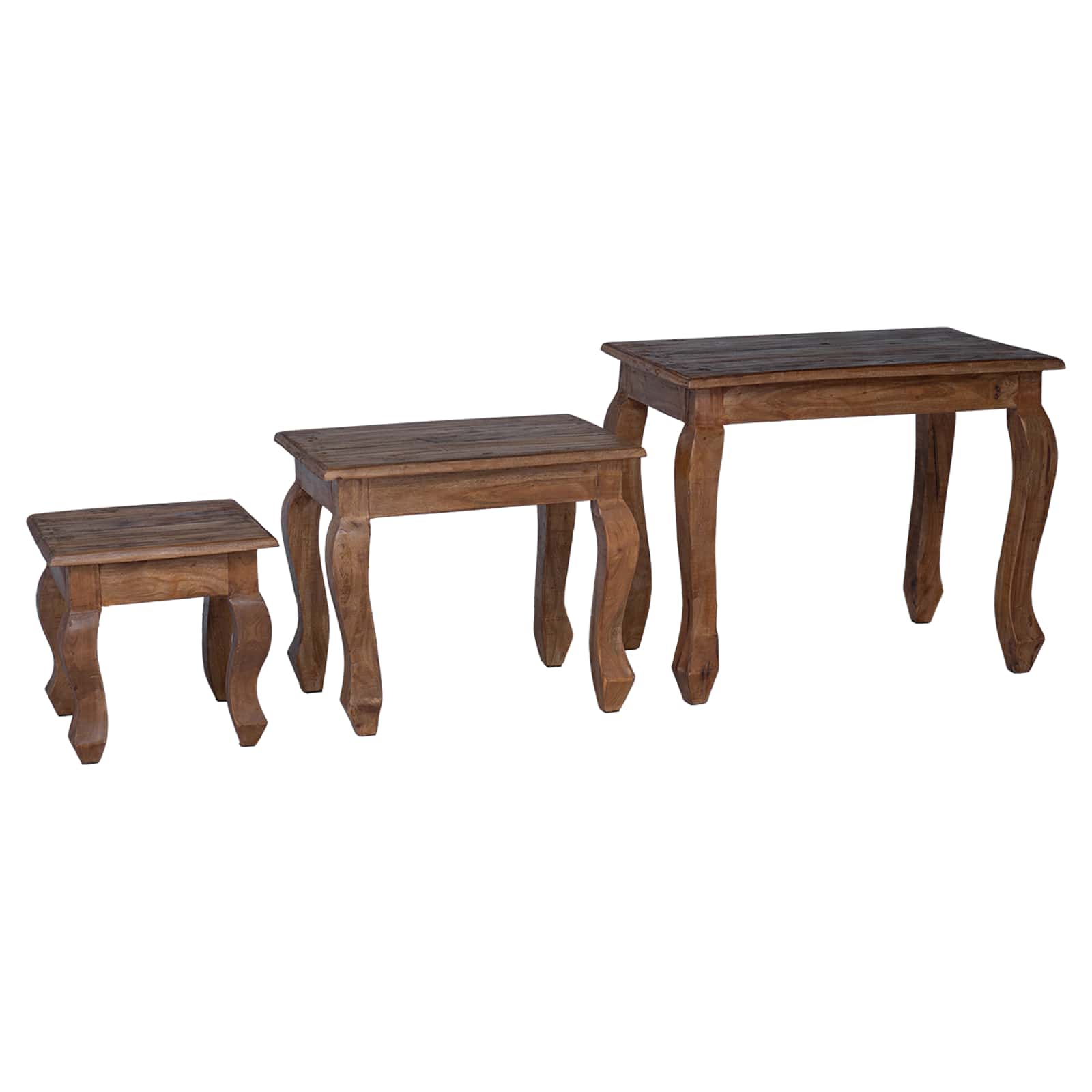 Tavolo Nesting 3 pcs Marrone Legno massello di mogano