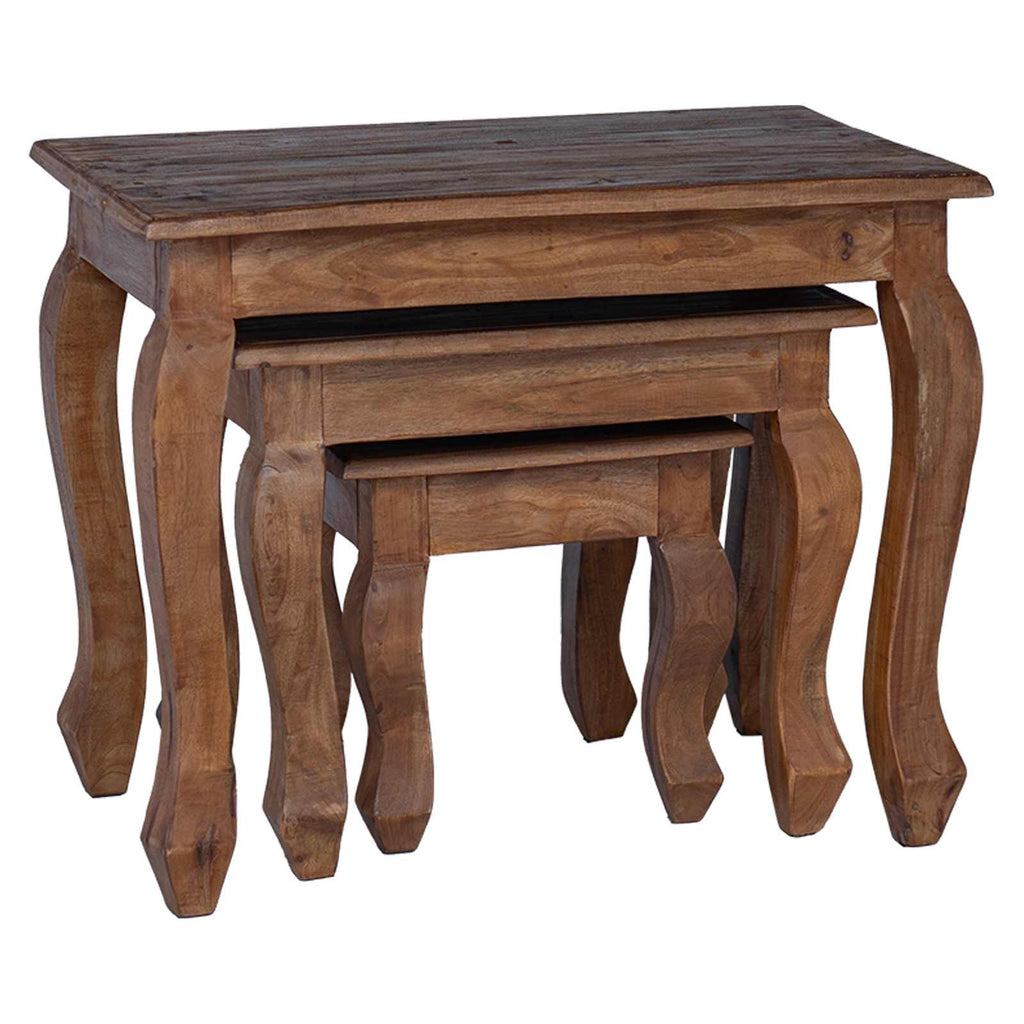 Tavolo Nesting 3 pcs Marrone Legno massello di mogano