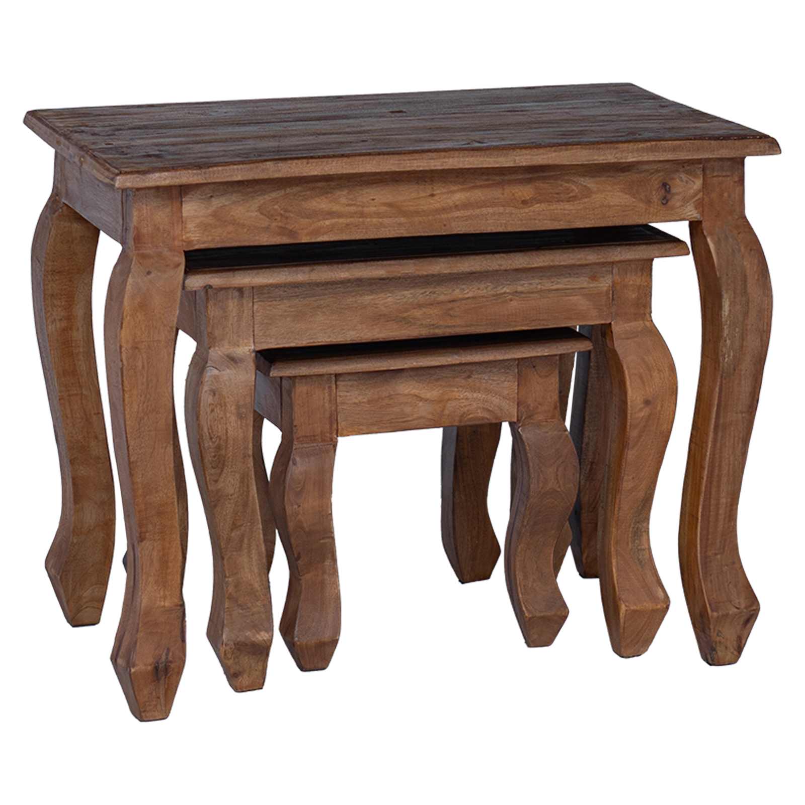 Tavolo Nesting 3 pcs Marrone Legno massello di mogano