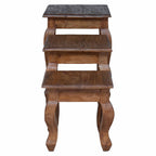 Tavolo Nesting 3 pcs Marrone Legno massello di mogano