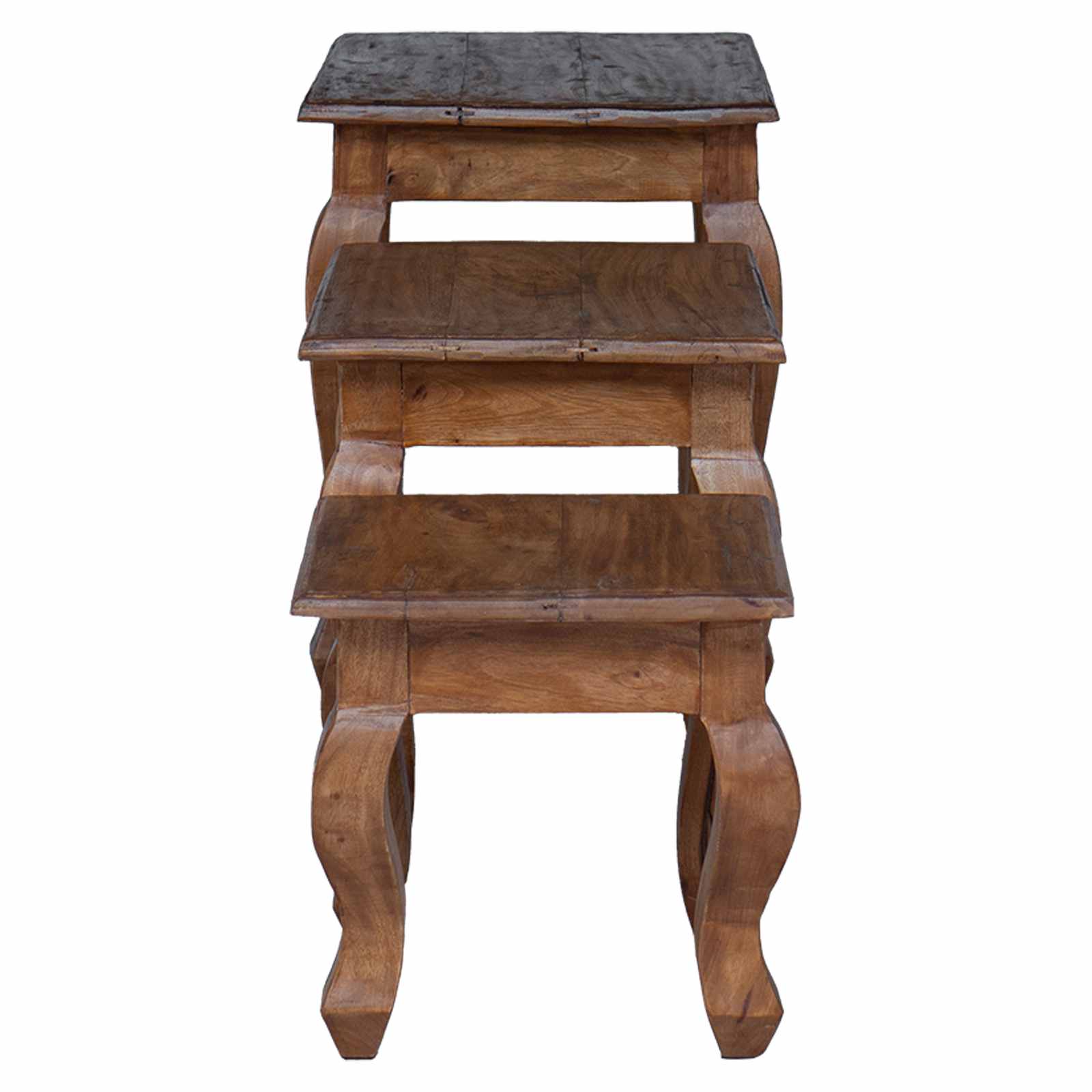 Tavolo Nesting 3 pcs Marrone Legno massello di mogano