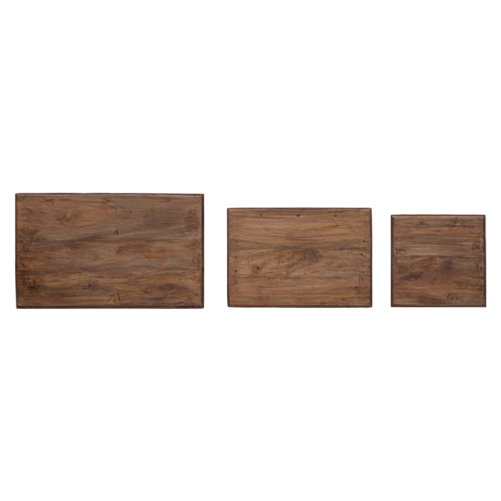 Tavolo Nesting 3 pcs Marrone Legno massello di mogano