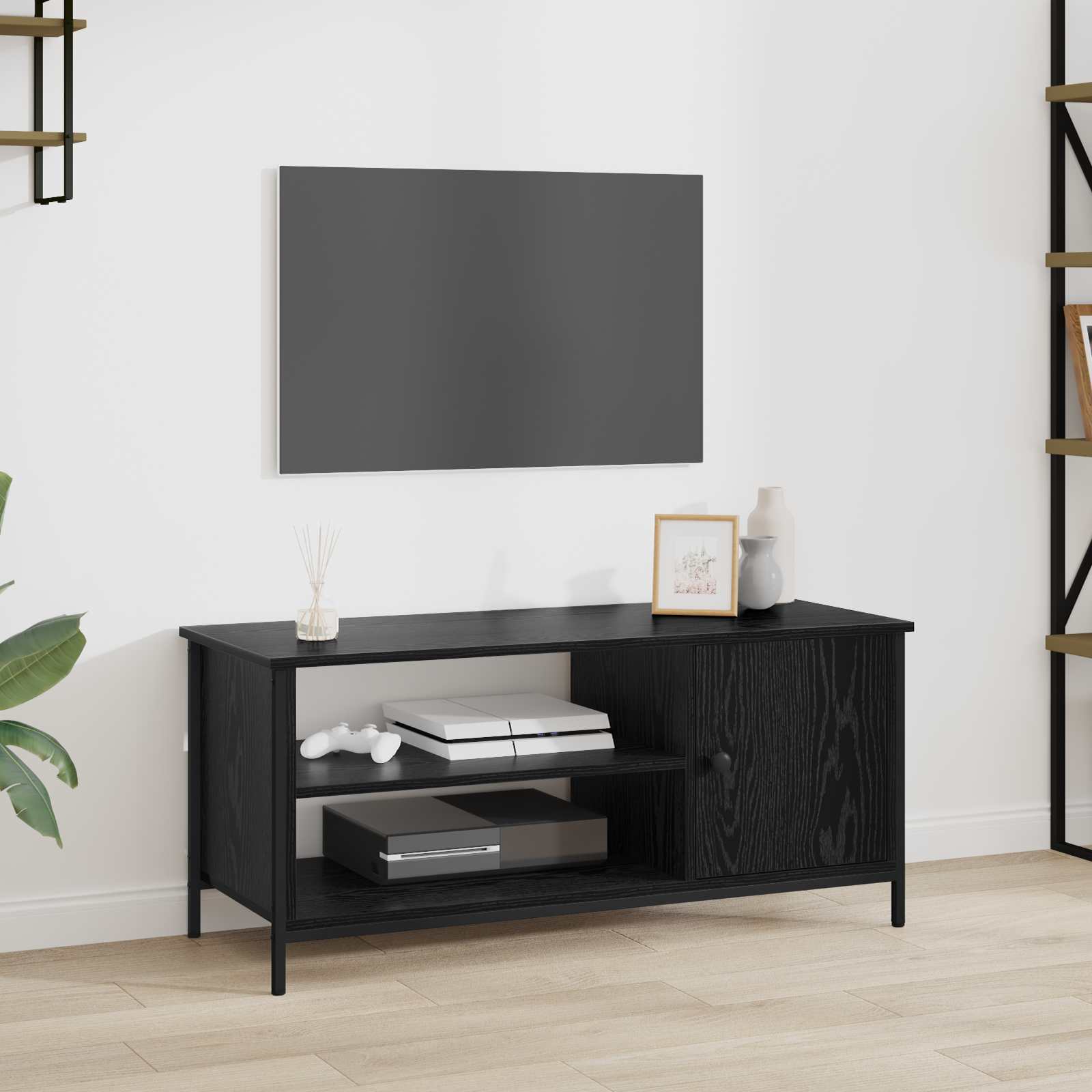 Mobile TV Rovere Nero 100 x 40 x 45 cm Legno multistrato