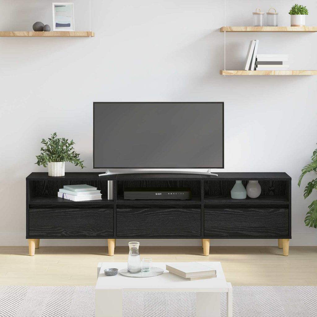 Mobile TV Rovere Nero 150 x 30 x 45 cm Legno multistrato