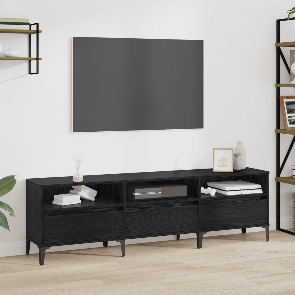 Mobile TV con cassetto Rovere Nero 150 x 30 x 45 cm