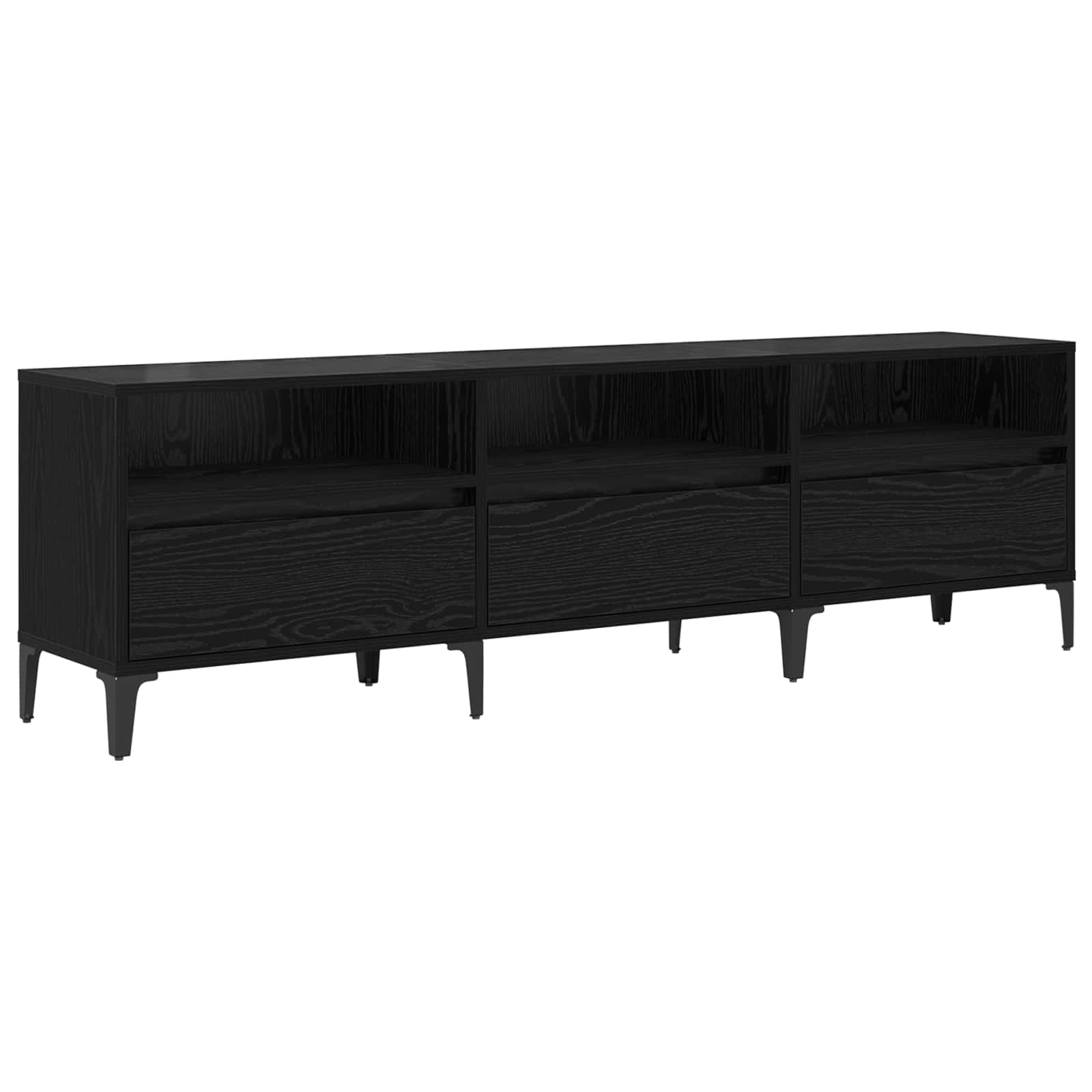Mobile TV con cassetto Rovere Nero 150 x 30 x 45 cm