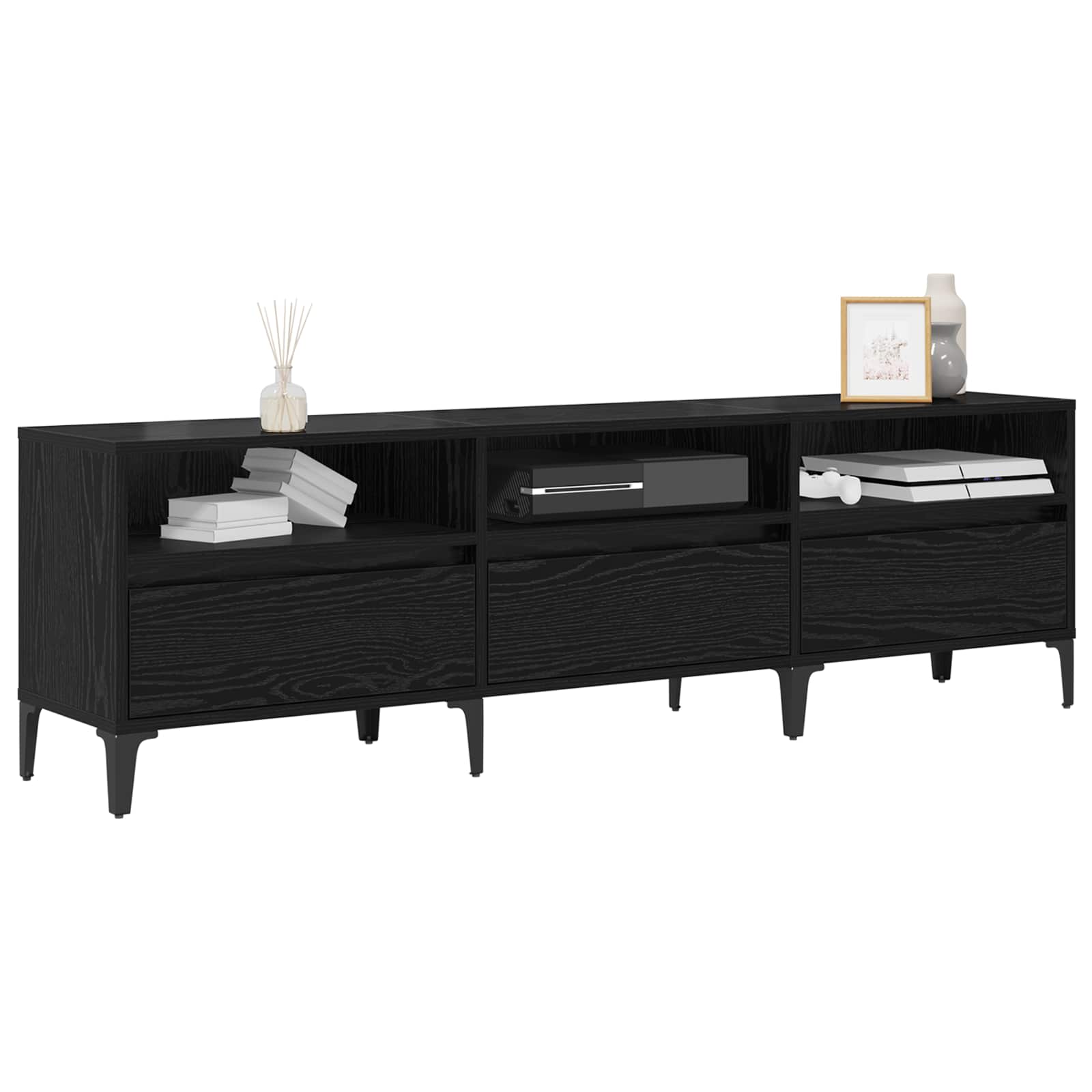 Mobile TV con cassetto Rovere Nero 150 x 30 x 45 cm