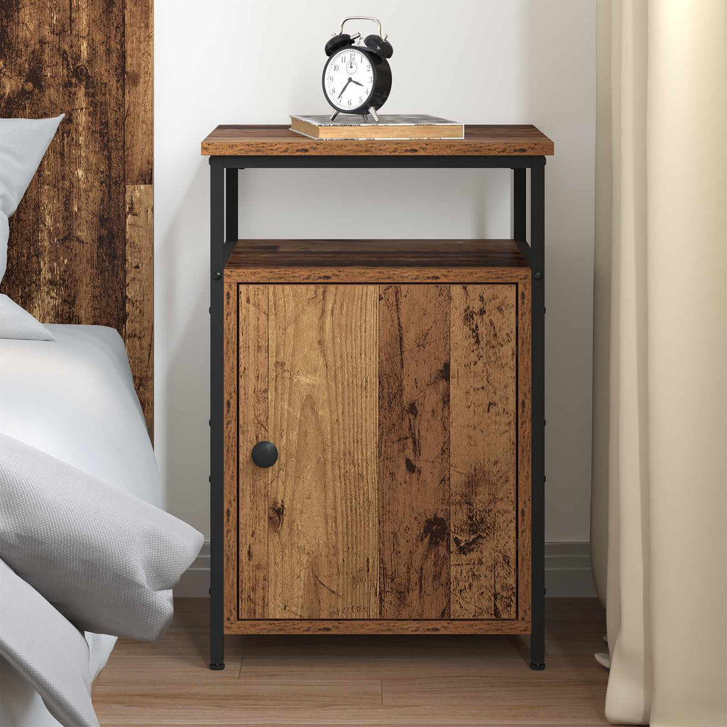 Armadio da Notte con cassetto Legno antico Legno multistrato
