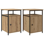 Armadio da Notte 2 pcs rovere artigianale Legno multistrato