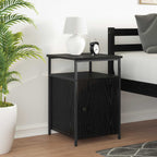 Armadio da Notte con cassetto Rovere nero Legno multistrato