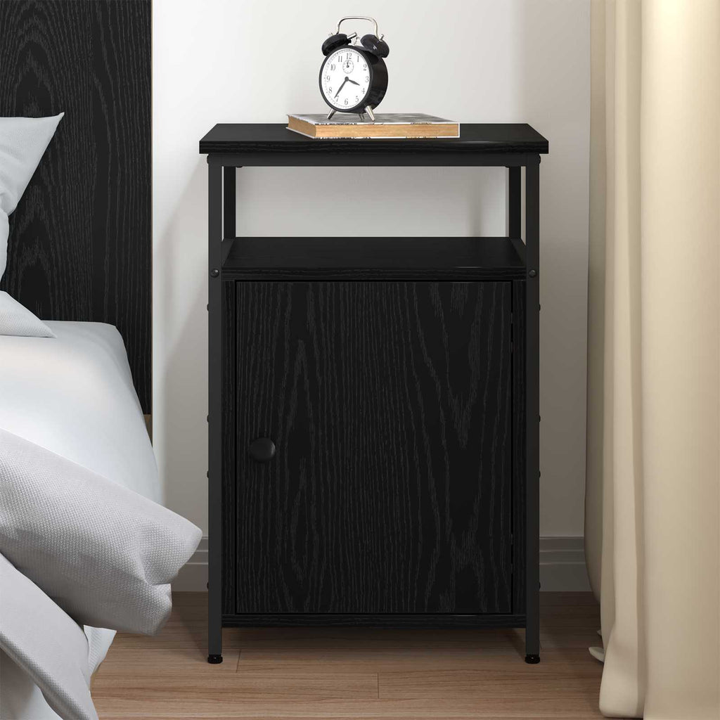 Armadio da Notte con cassetto Rovere nero Legno multistrato