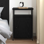 Armadio da Notte con cassetto Rovere nero Legno multistrato