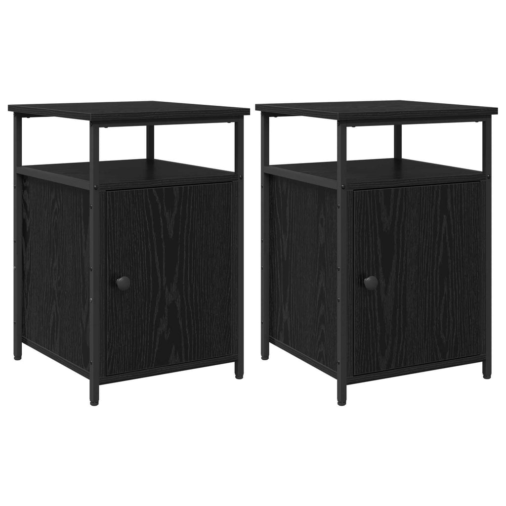 Armadio da Notte 2 pcs Rovere nero Legno multistrato