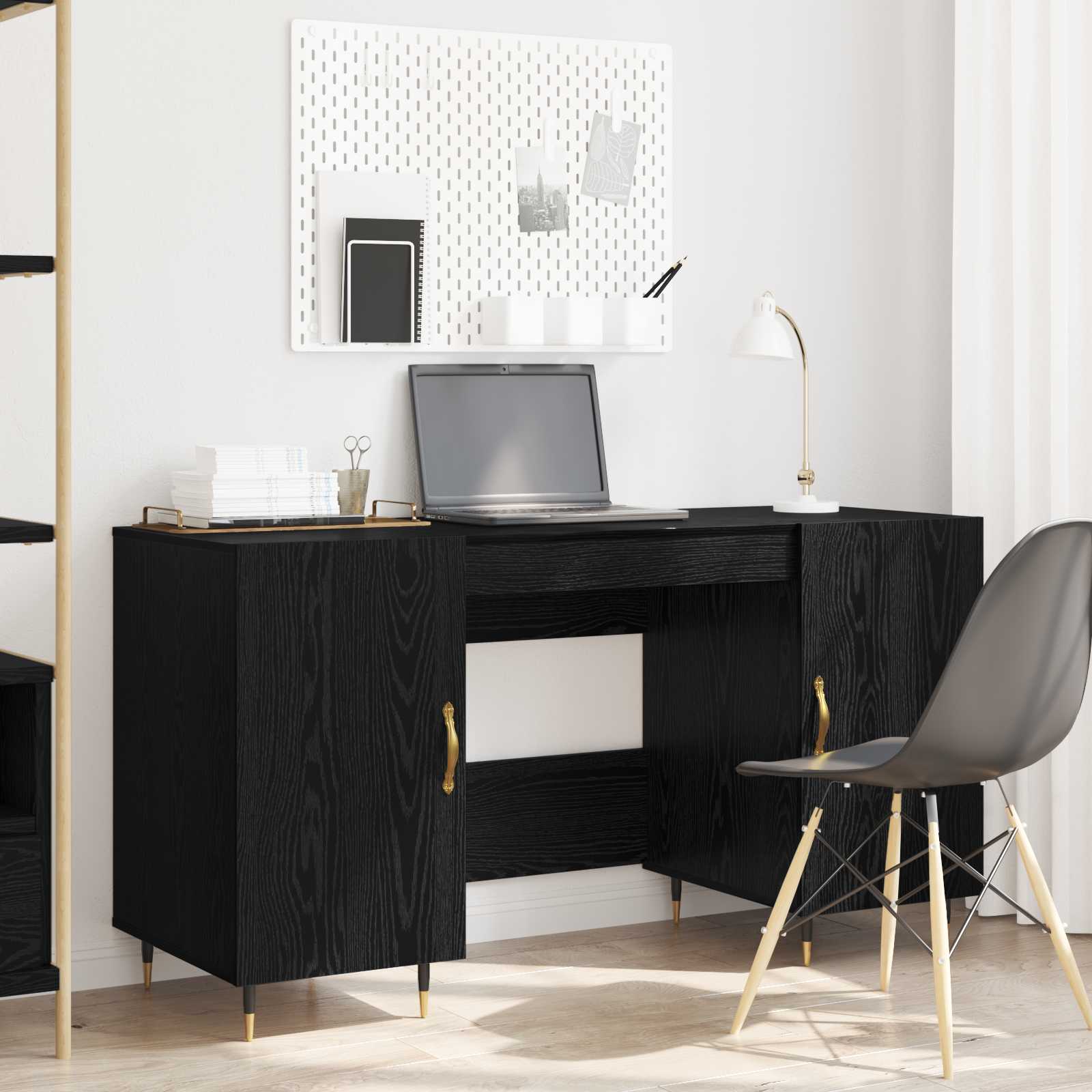Scrivania Rovere nero 140 x 50 x 75 cm Legno multistrato