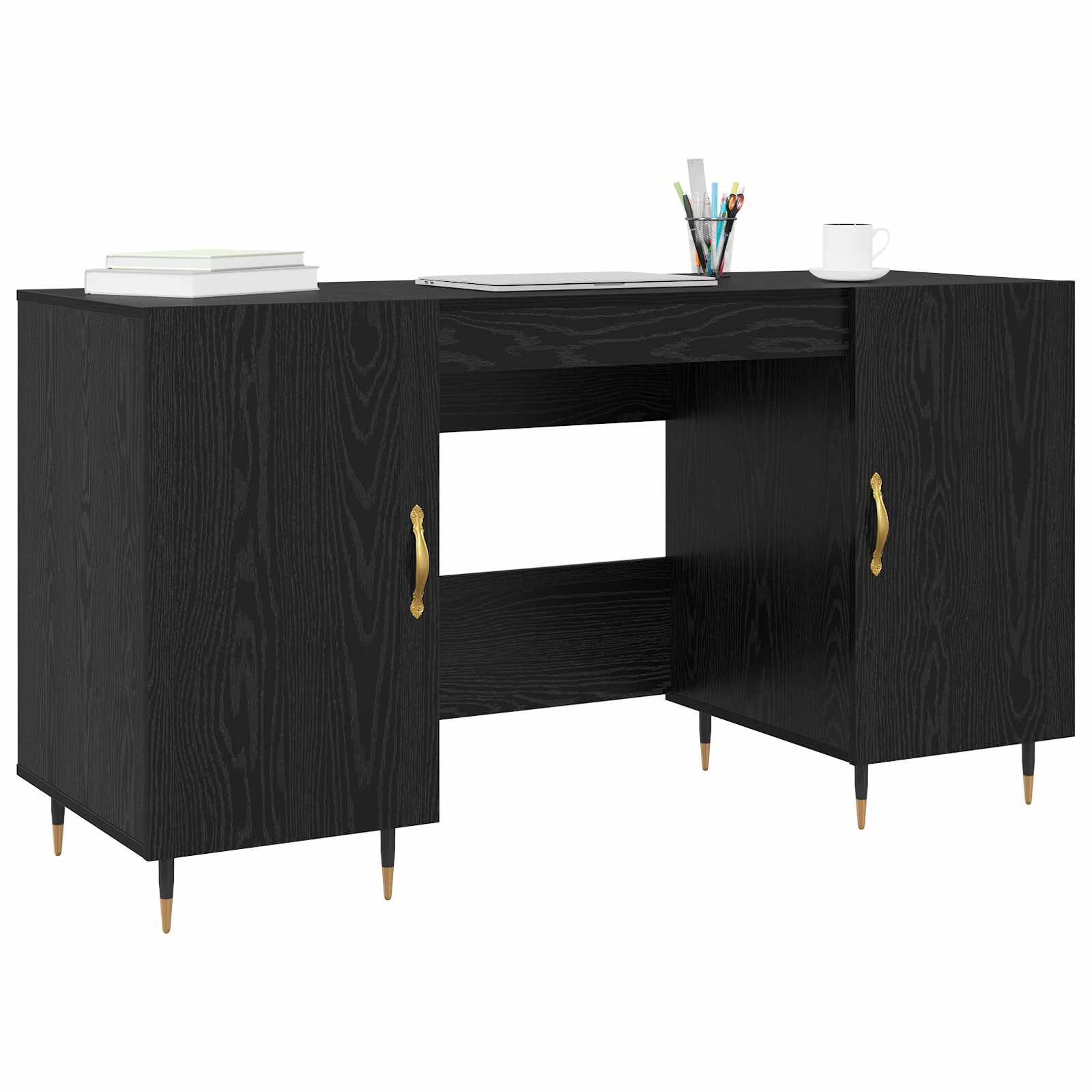 Scrivania Rovere nero 140 x 50 x 75 cm Legno multistrato