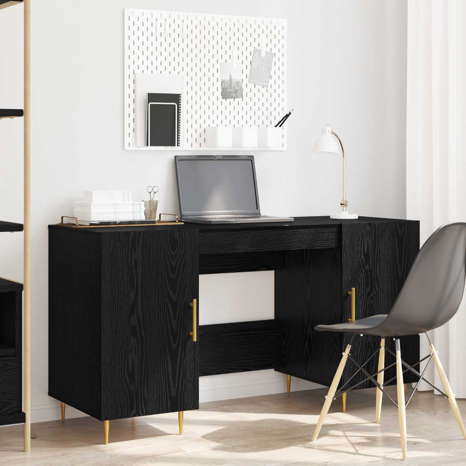 Scrivania Rovere nero 140 x 50 x 75 cm Legno multistrato