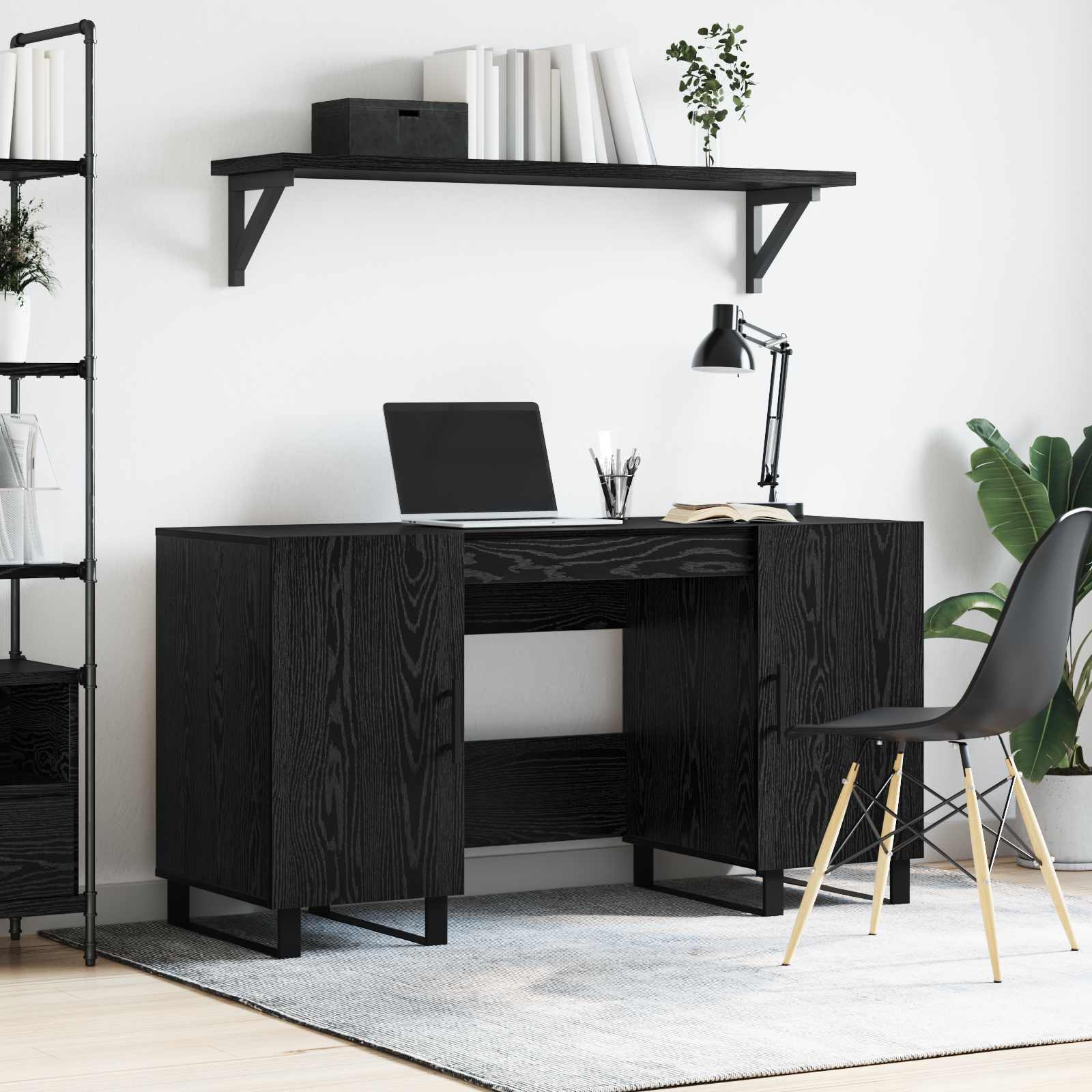 Scrivania Rovere nero 140 x 50 x 75 cm Legno multistrato