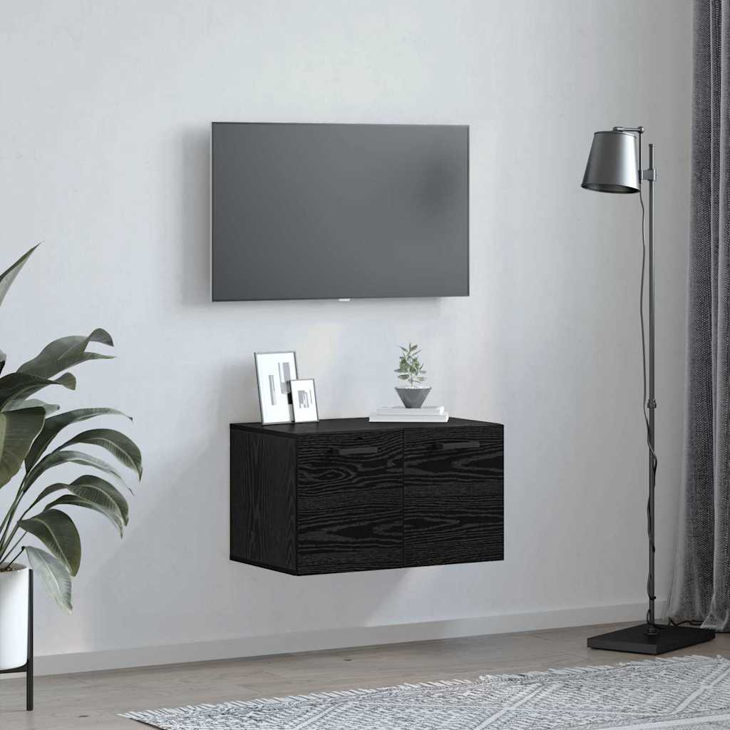 Mobiletto a muro Rovere Nero 60 x 36,5 x 35 cm