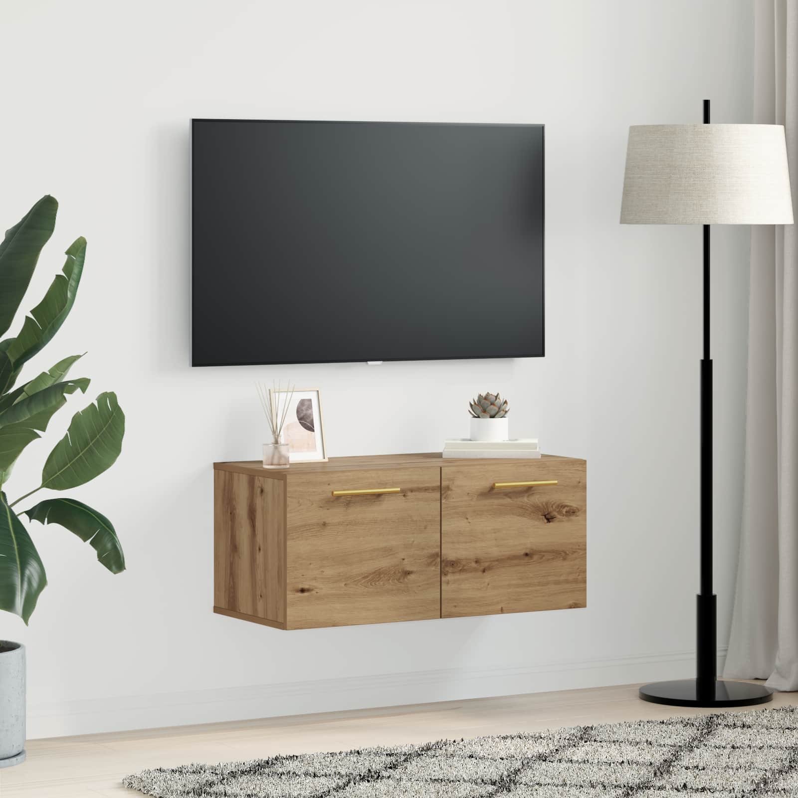 Armadietto a muro rovere artigianale 80 x 36.5 x 35 cm