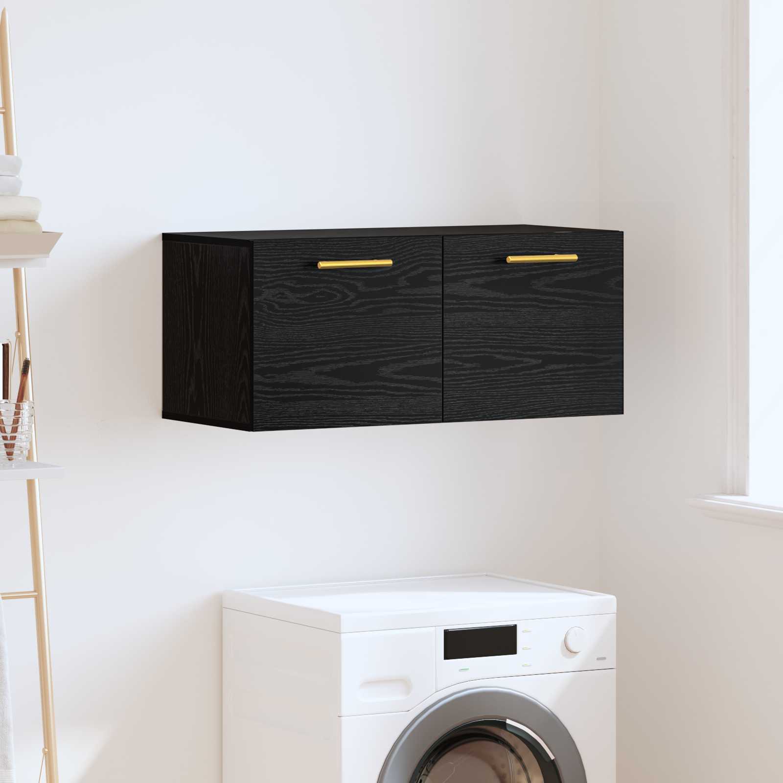 Armadietto a muro Rovere nero 80 x 36.5 x 35 cm