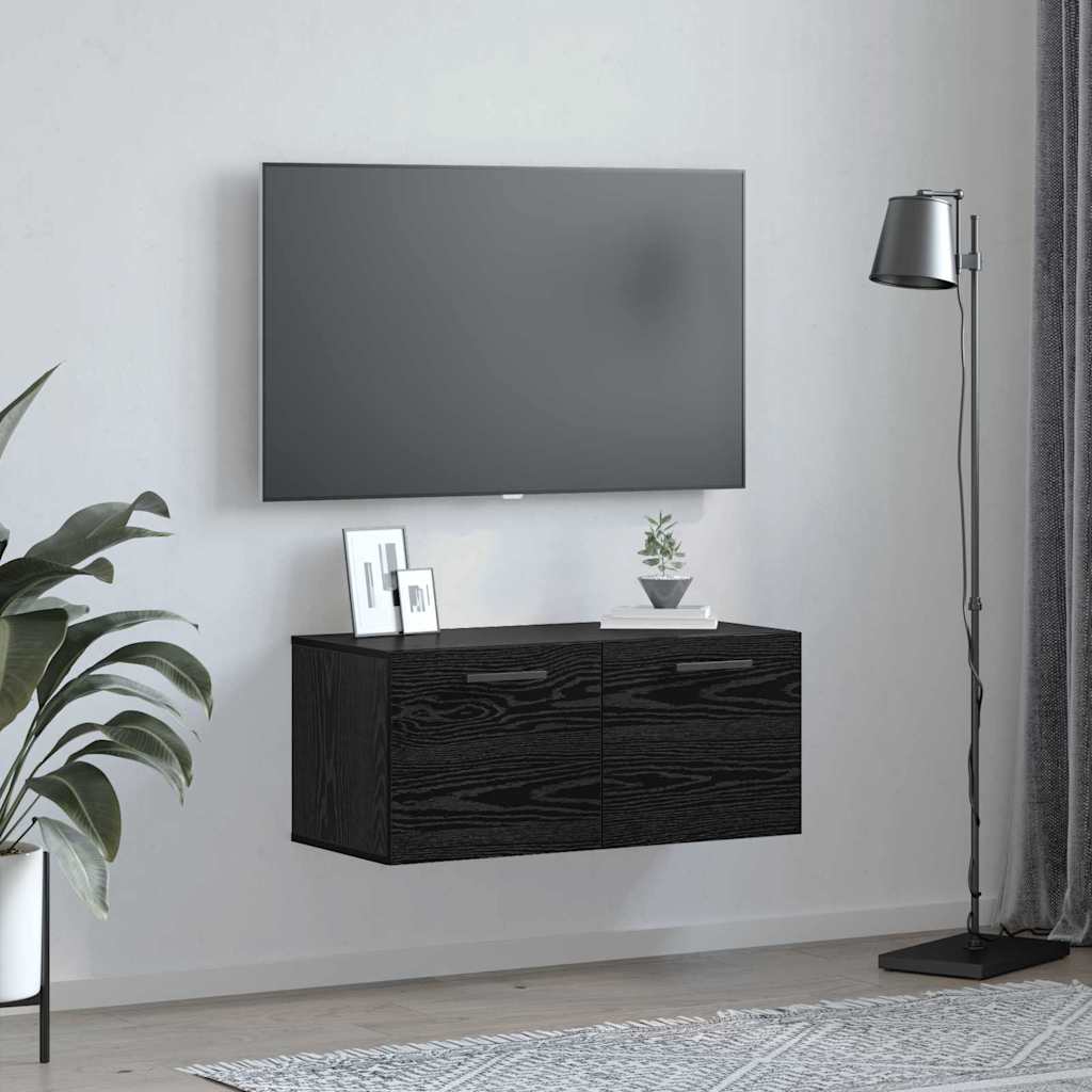 Armadietto a muro Rovere nero 80 x 36.5 x 35 cm