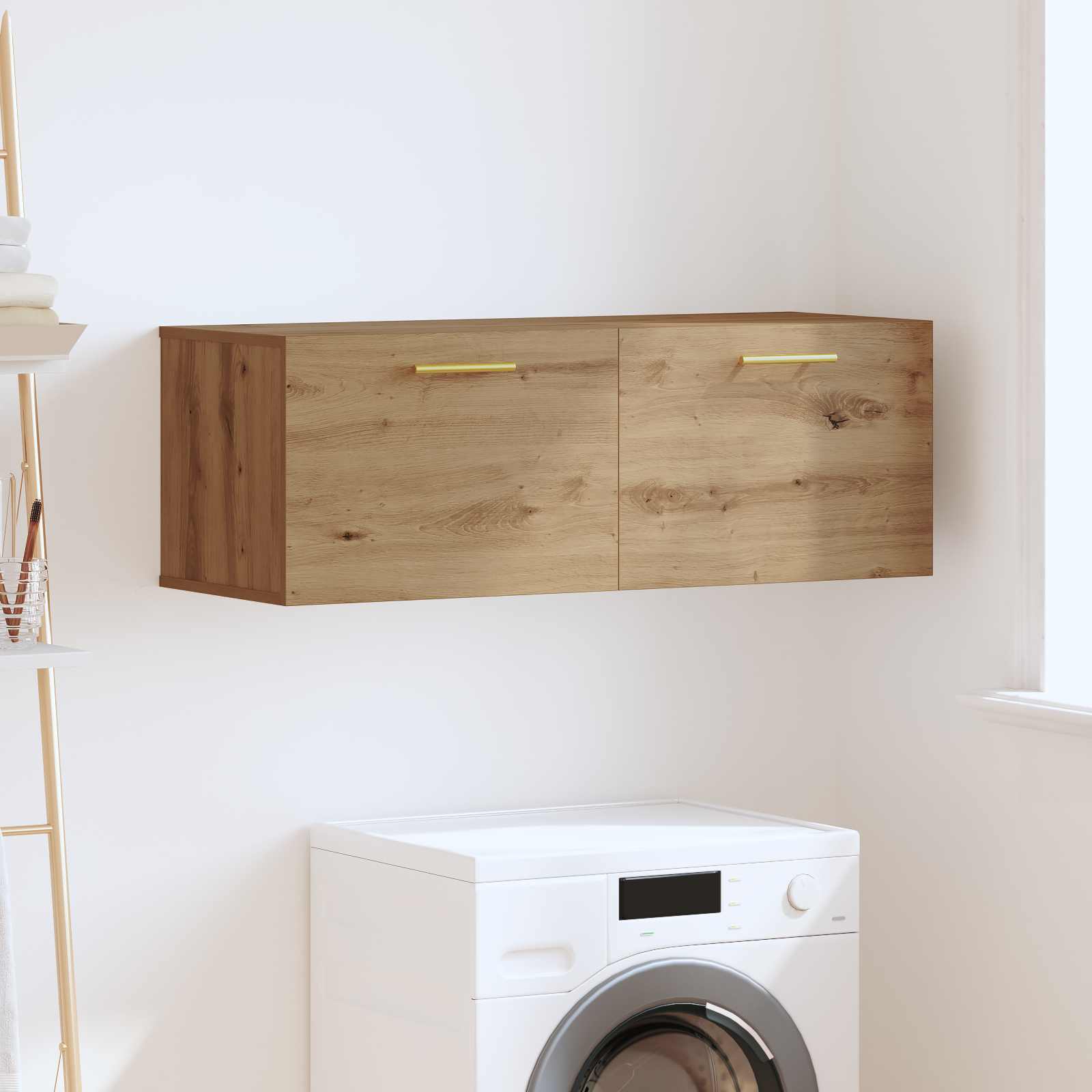 Armadietto a muro rovere artigianale 100 x 36.5 x 35 cm