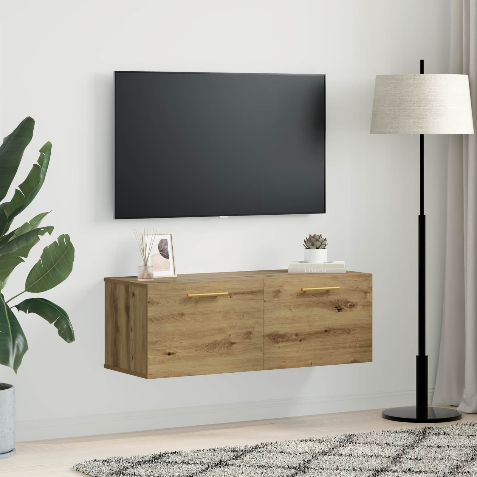 Armadietto a muro rovere artigianale 100 x 36.5 x 35 cm