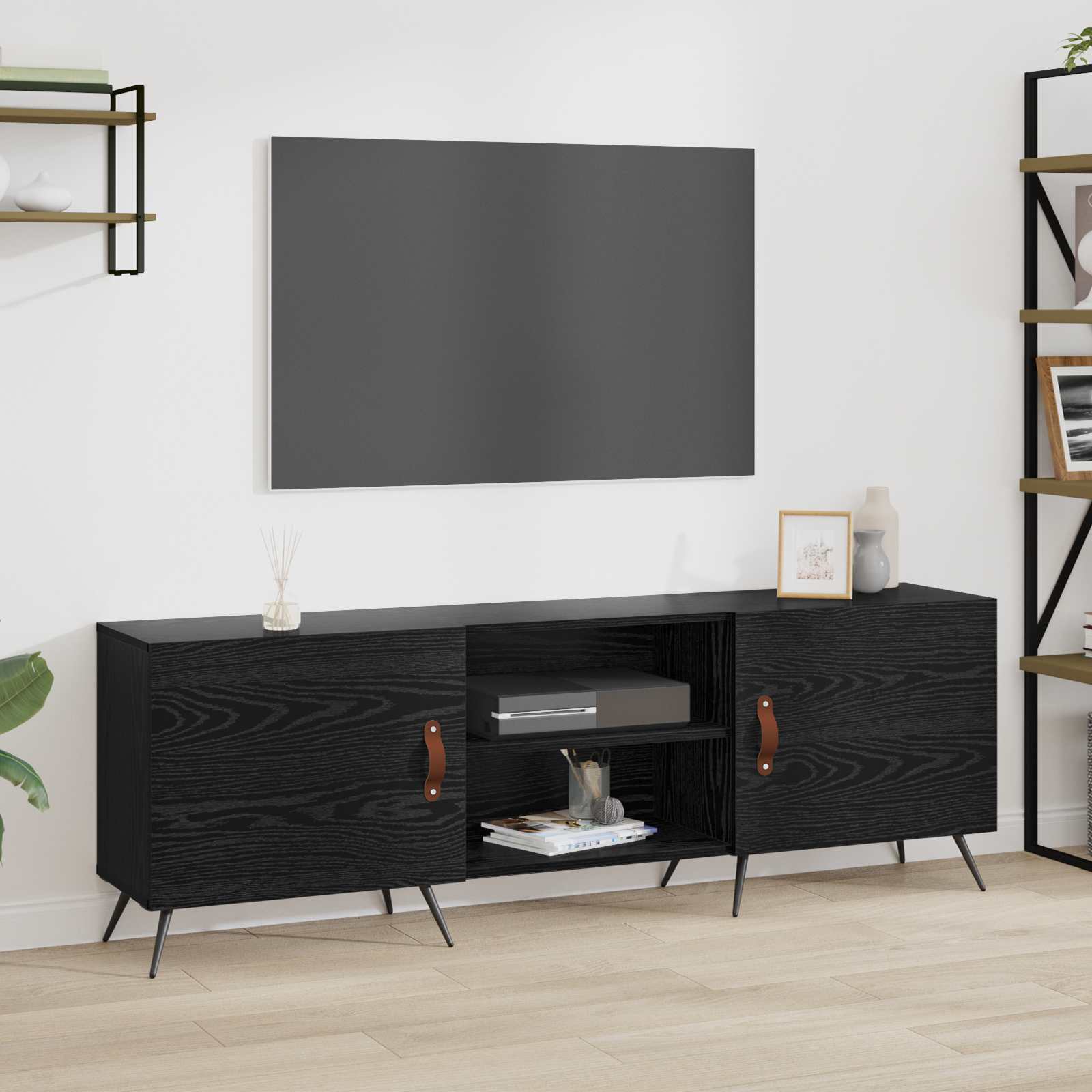 Mobile TV Rovere nero 150 x 30 x 50 cm Legno multistrato