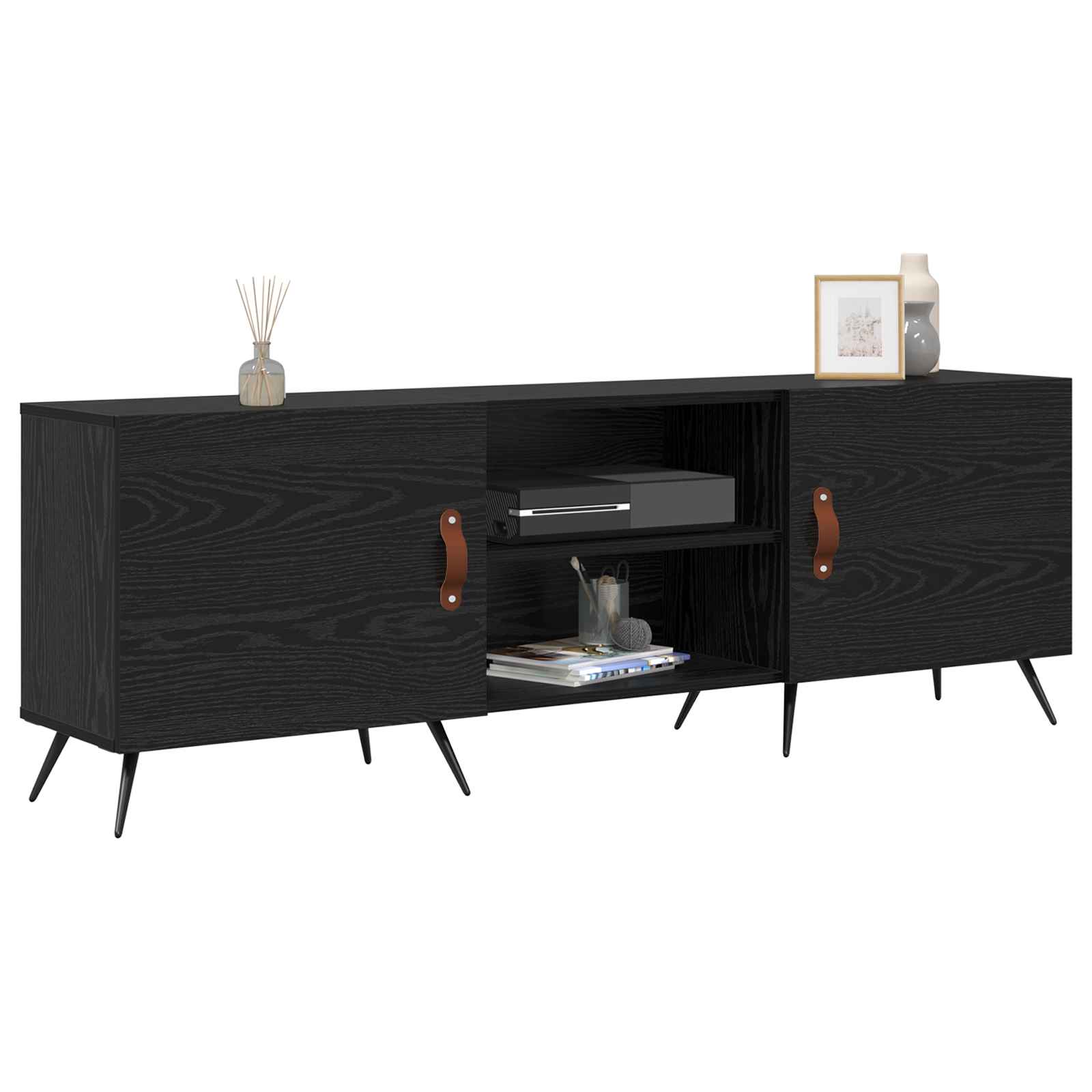 Mobile TV Rovere nero 150 x 30 x 50 cm Legno multistrato
