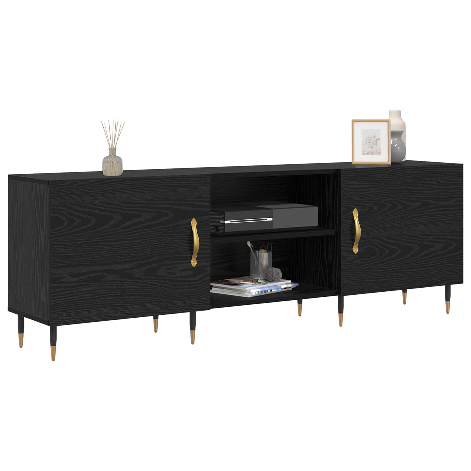 Mobile TV Rovere nero 150 x 30 x 50 cm Legno multistrato